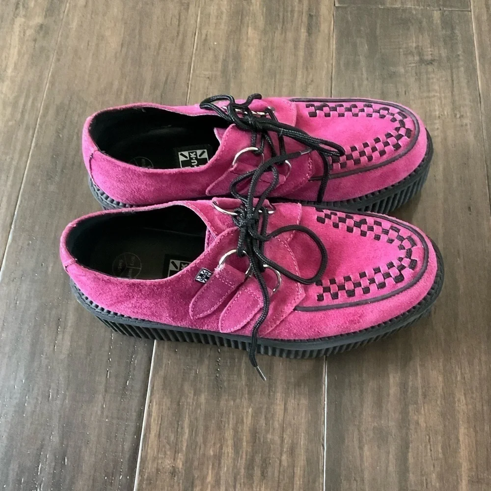 T.U.K. Creepers Woman’s Raspberry Size 5 Punk Rock And Roll Platform Shoes